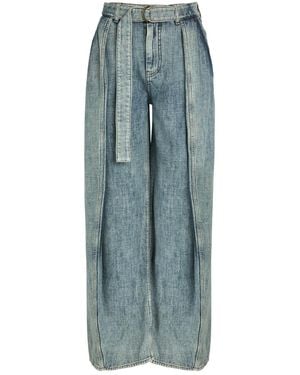 Loewe Belted Wide-Leg Jeans - Blue