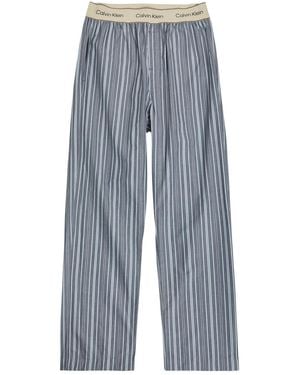 Calvin Klein Striped Cotton-Poplin Pyjama Trousers - Blue