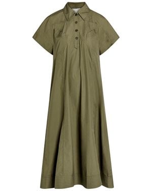 3.1 Phillip Lim Cotton-Poplin Midi Shirt Dress - Green