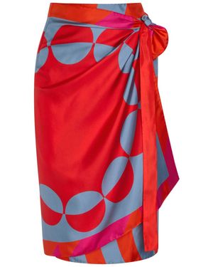 Dries Van Noten Scarfy Printed Silk Midi Wrap Skirt - Red