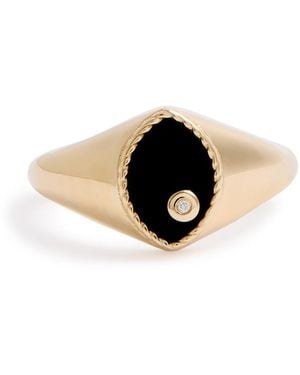 Yvonne Léon Baby Chevalière Marquise 9Kt Pinky Ring - Black