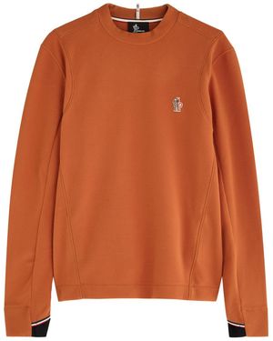 Moncler Logo-Embroidered Panelled Fleece Top - Orange