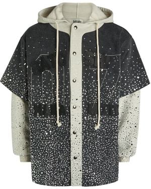 Satoshi Nakamoto Crystal-Embellished Cotton Jacket - Black