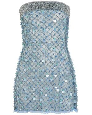 Roberta Einer Embellished Lace Mini Dress - Blue