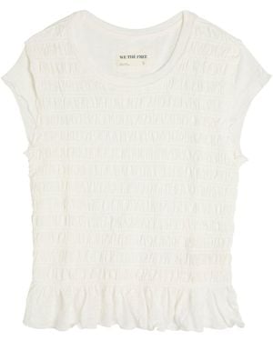 Free People Sylvie Shirred Cotton-Blend T-Shirt - White