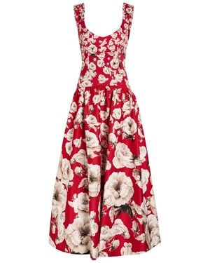 Alice + Olivia Oriana Floral-Print Stretch-Cotton Maxi Dress - Red