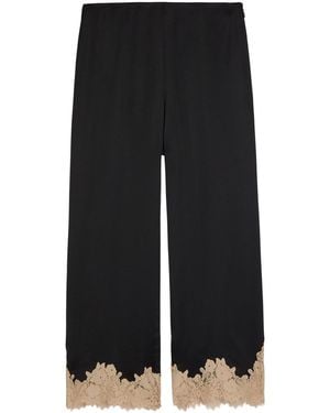 RIXO London Marcela Lace-Trim Wide-Leg Satin Trousers - Black