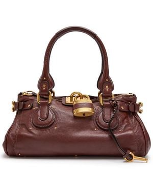 Chloé Paddington Grained Leather Shoulder Bag - Purple