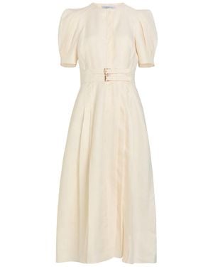 Gabriela Hearst Patricia Belted Linen Midi Dress - Natural