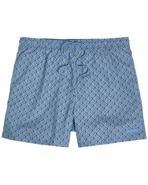 Calvin Klein Logo-Appliquéd Printed Shell Swim Shorts - Blue