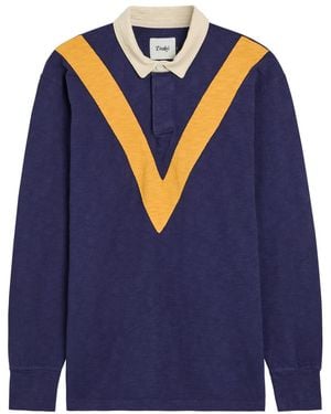 Drake's Paneled Cotton Rugby Top - Blue