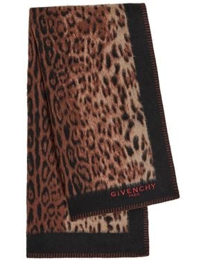 Givenchy Leopard-Print Brushed Wool Scarf - Brown
