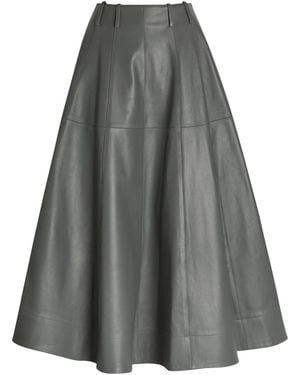 ARMARIUM Fiamma Leather Midi Skirt - Grey