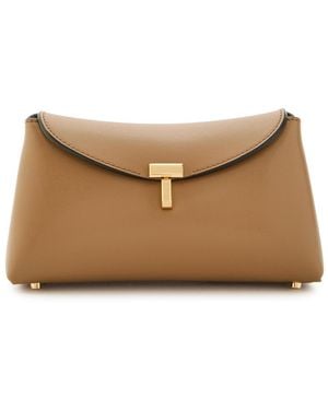 TOTEME T-Lock Mini Leather Clutch - Brown