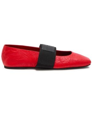 Givenchy Logo-Appliquéd Leather Ballet Flats - Red