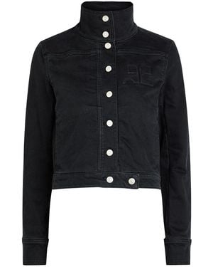 Courreges Reedition Logo Stretch-Denim Jacket - Black