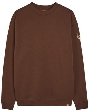 Now You Live Pleatling Logo-Embroidered Cotton Sweatshirt - Brown