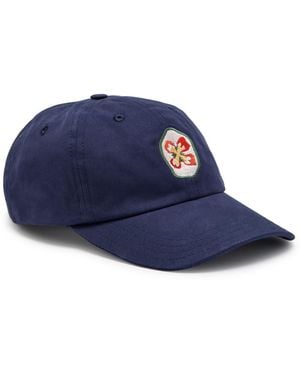 Drake's Petal Flower Appliquéd Cotton Cap - Blue