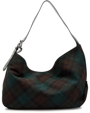 Vivienne Westwood Maxime Large Plaid Tweed Shoulder Bag - Black