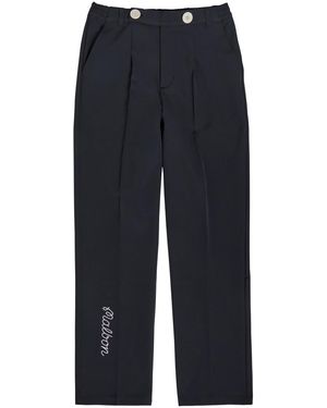 Malbon Oliver Logo-Embroidered Stretch-Crepe Trousers - Blue
