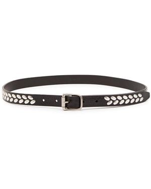 Lemaire Almond Studded Glossed Leather Belt - White