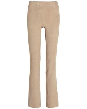 Stouls Jp Long Flared-Leg Suede Pants - Natural