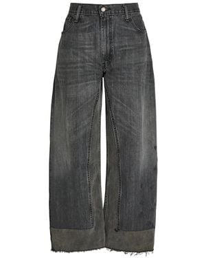 B Sides Reworked Vintage Culotte Paneled Wide-Leg Jeans - Gray