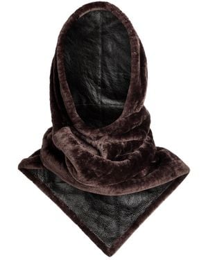 Nour Hammour Shearling Head Scarf - Black