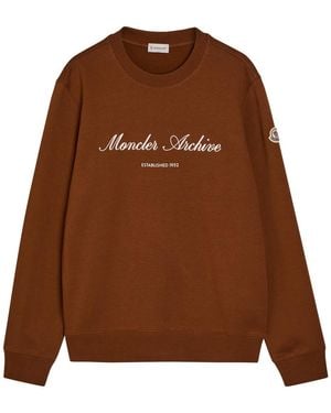 Moncler Logo-Embroidered Cotton-Blend Sweatshirt - Brown