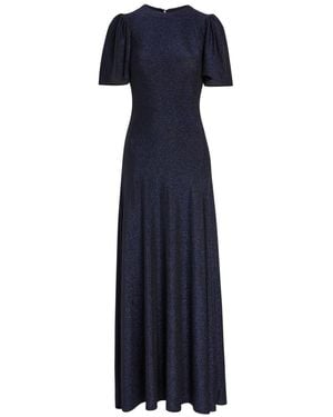 Luxe de Valentina Fluted Como Metallic Jersey Gown - Blue