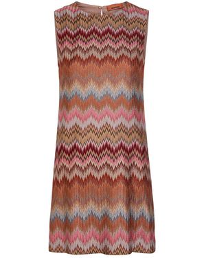 Missoni Chevron Fine-Knit Mini Dress - Red
