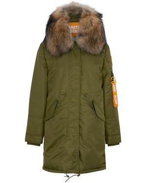 ARCTIC ARMY Army Fur-Trimmed Padded Shell Parka - Green