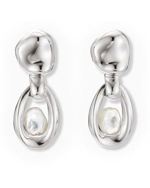 AGMES Sacha Sterling Pearl Earrings - White