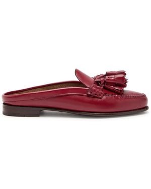 Hereu Borlada Tassled Leather Mule Loafers - Red