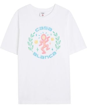 CASABLANCA Dance Joy Printed Cotton T-Shirt - White