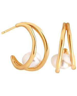 Astrid & Miyu Molten Illusion Pearl 18K-Plated Hoop Earrings - Metallic