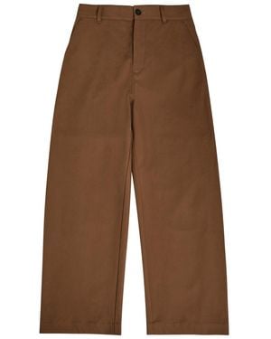 Studio Nicholson Bosworth Curved-Leg Cotton Pants - Brown