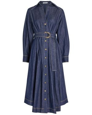 Zimmermann Belted Denim Midi Shirt Dress - Blue
