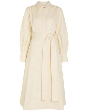 JOSEPH Ziane Belted Cotton -Blend Midi Shirt Dress - Natural