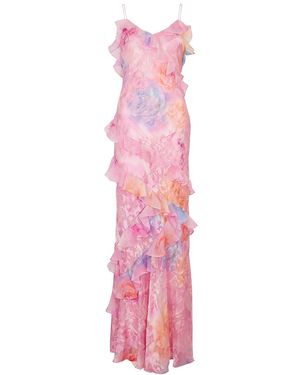 LoveShackFancy Rialto Ruffled Devoré Gown - Pink