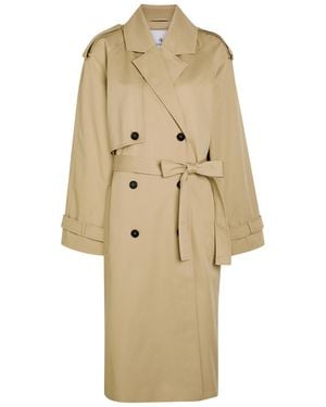 Anine Bing Rickie Double-Breasted Stretch-Cotton Trench Coat - Natural