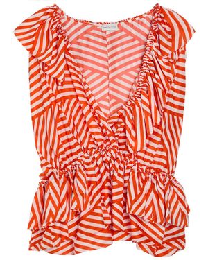 Dries Van Noten Cally Striped Silk Top - Red