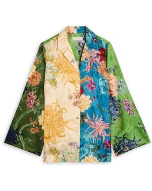 ALÉMAIS Avery Floral Satin Shirt - Green