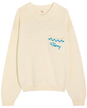 CHERRY LA Motors Embroidered Knit Jumper - Natural