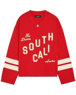 Amiri South Cali Appliquéd Cotton Football T-Shirt - Red