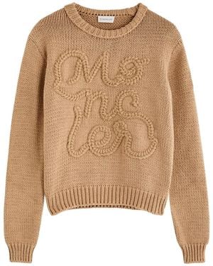Moncler Logo-Embroidered Cotton Jumper - Natural