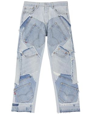 Jeanius Bar Atelier Patchwork Slim-Leg Jeans - Blue