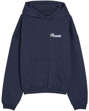 Picante Tailor Embroidered Hooded Cotton Sweatshirt - Blue