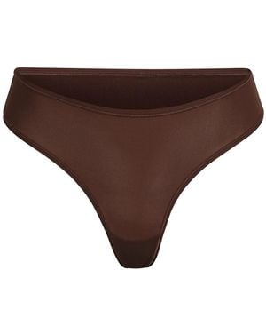 Skims Stretch-Jersey Thong - Brown
