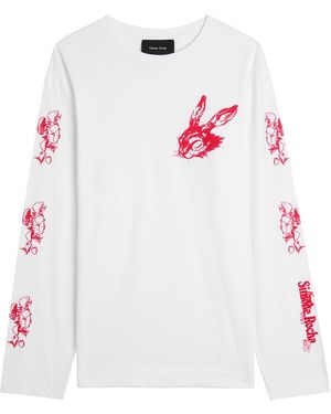 Simone Rocha Tortoise & Hare Logo Print Cotton T-Shirt - White